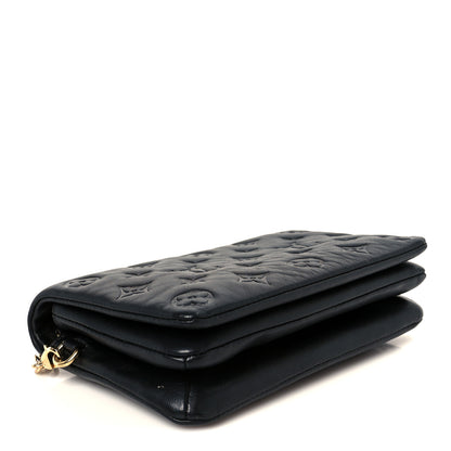 Louis Vuitton Lambskin Embossed Monogram Pochette Coussin Black 4 of 9