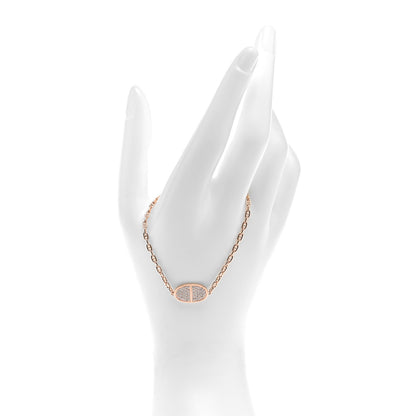 Hermes 18K Rose Gold Diamond Chaine d'Ancre Verso Bracelet ST 2 of 9