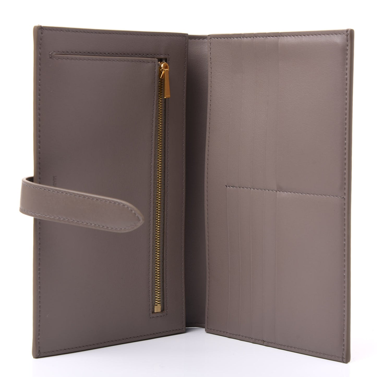 Grained Calfskin Large Multifunction Strap Wallet Pebble