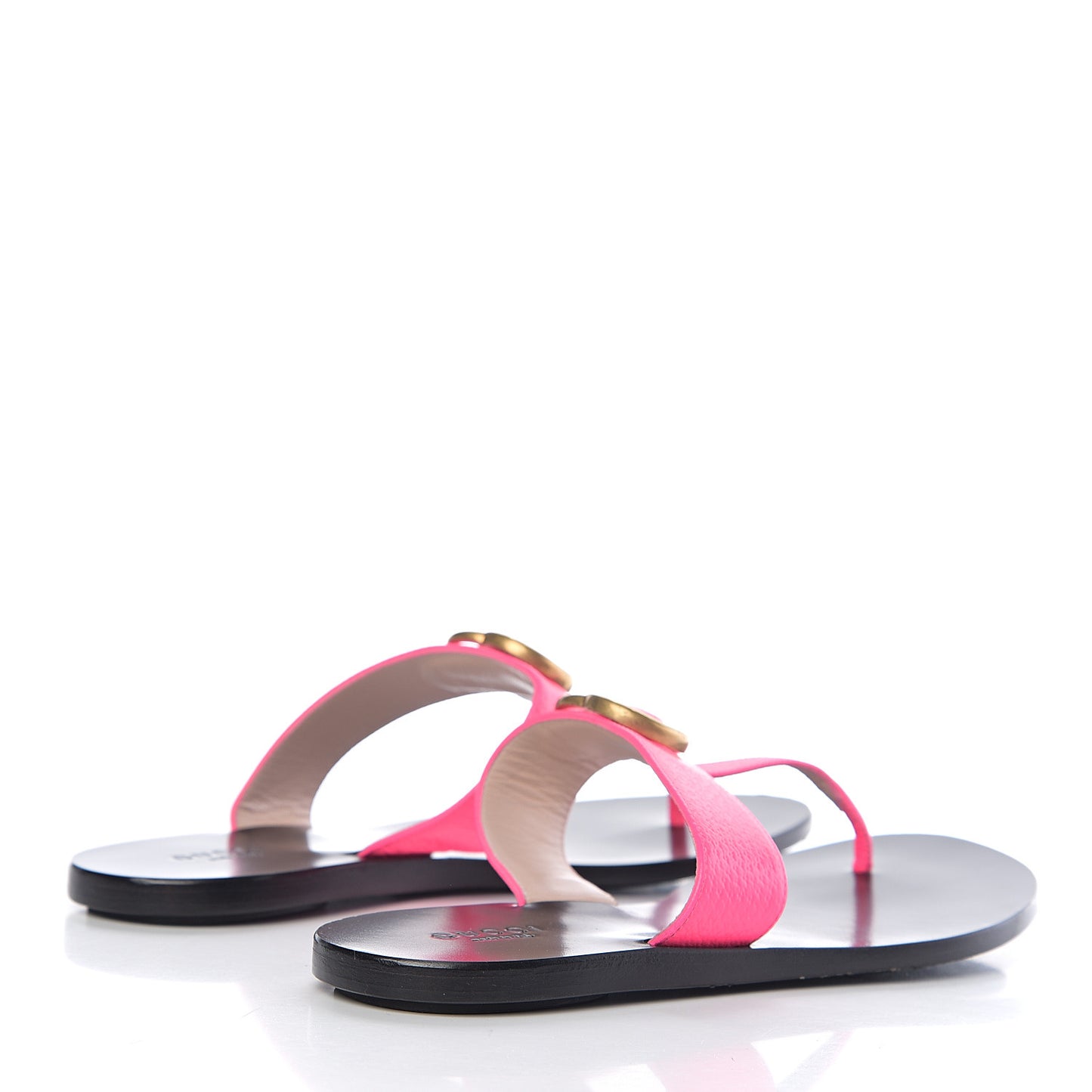 Calfskin GG Marmont Thong Sandals 37.5 Fuxia Fluo