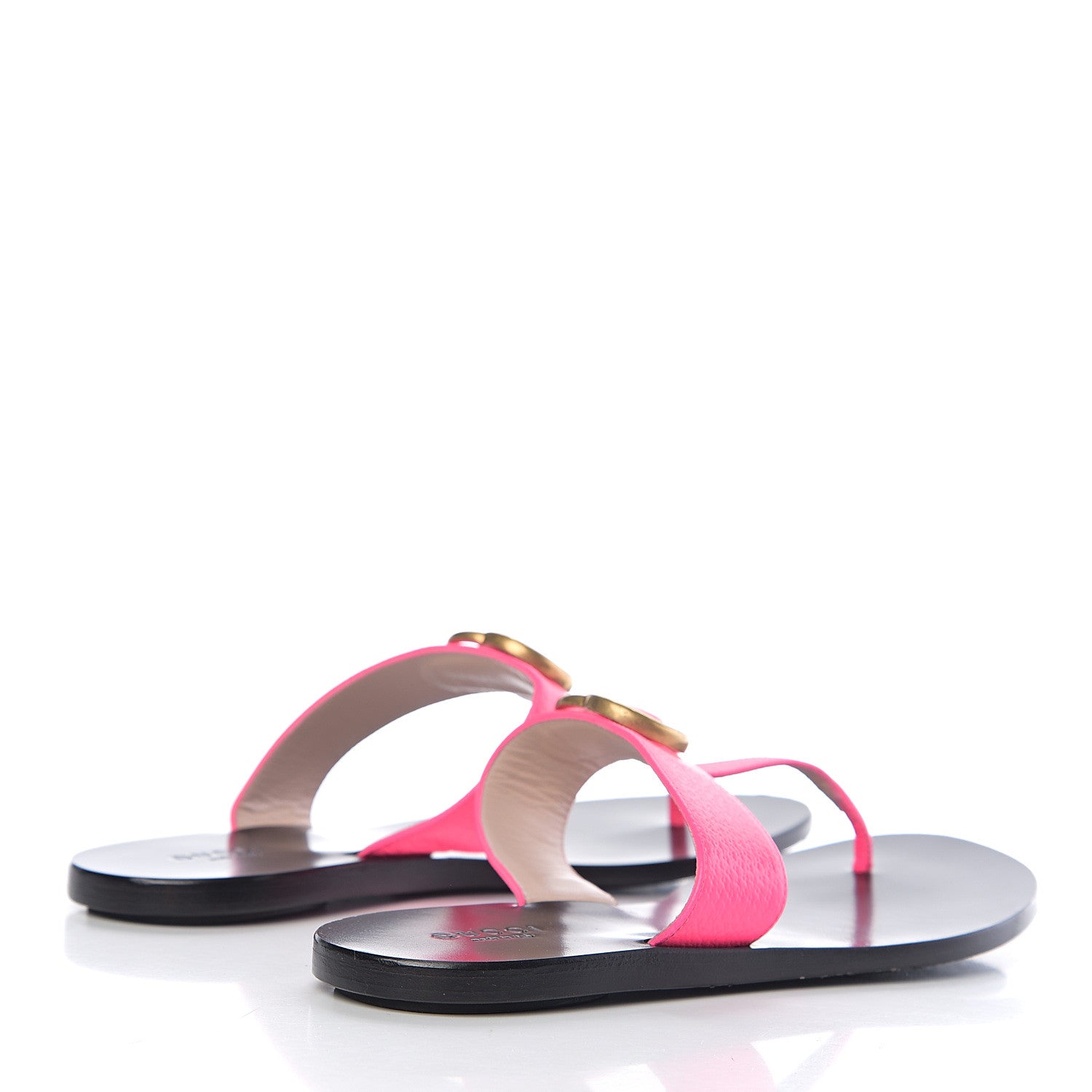 Gucci Calfskin GG Marmont Thong Sandals 37.5 Fuxia Fluo 4 of 9