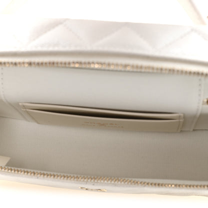 Chanel Caviar Quilted Top Handle Slim Vanity With Chain White 4 of 10