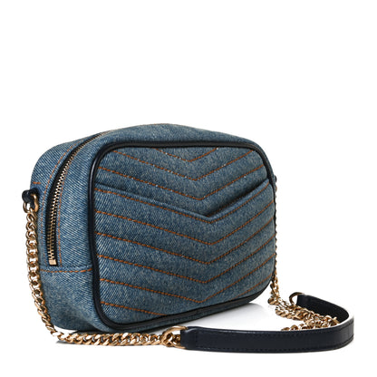 Saint Laurent Denim Matelasse Monogram Mini Lou Camera Bag California Blue 3 of 12