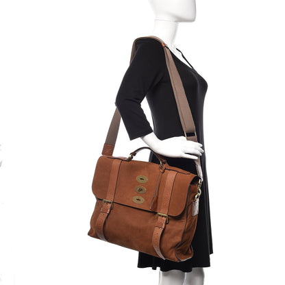 Mulberry Embossed Crocodile Calfskin Nubuck Ted Convertible Messenger Bag Cognac 2 of 11