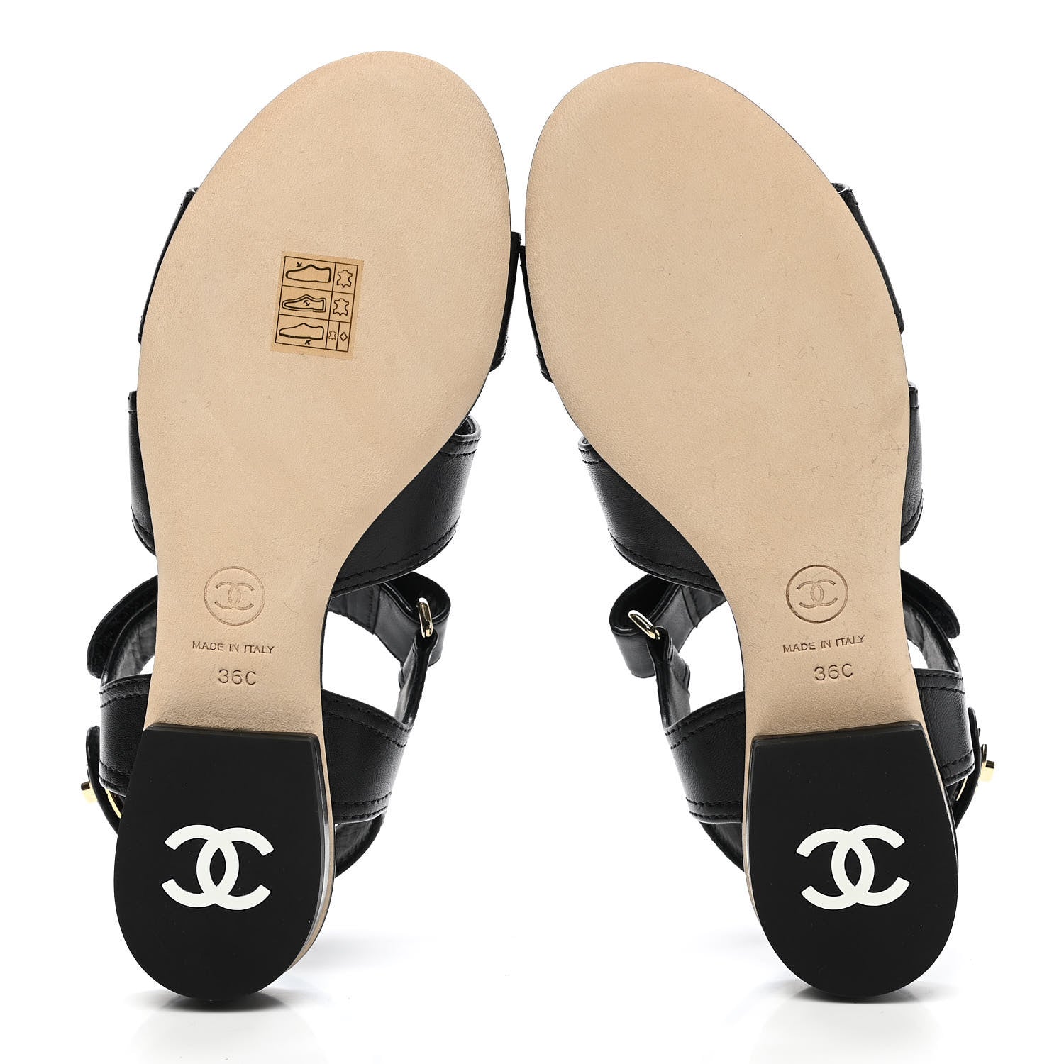 Chanel Lambskin Logo CC Turnlock Sandals 36 Black 5 of 9