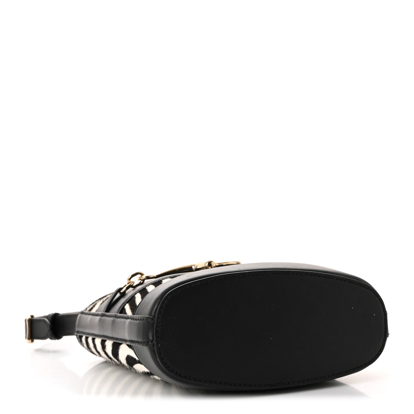 Calf Hair Calfskin Zebra Print Gucci 73 Mini Bucket Bag Black White