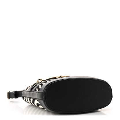 Gucci Calf Hair Calfskin Zebra Print Gucci 73 Mini Bucket Bag Black White 4 of 9