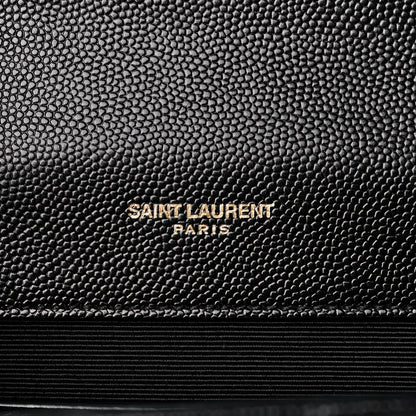 Saint Laurent Grain De Poudre Matelasse Chevron Medium Monogram Satchel Black 6 of 13