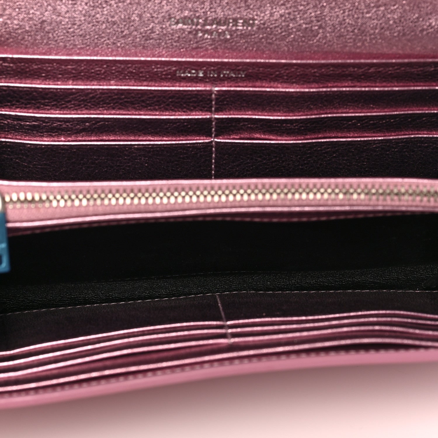 Saint Laurent Metallic Calfskin Classic Monogram Cassandre Wallet New Azalea 5 of 6