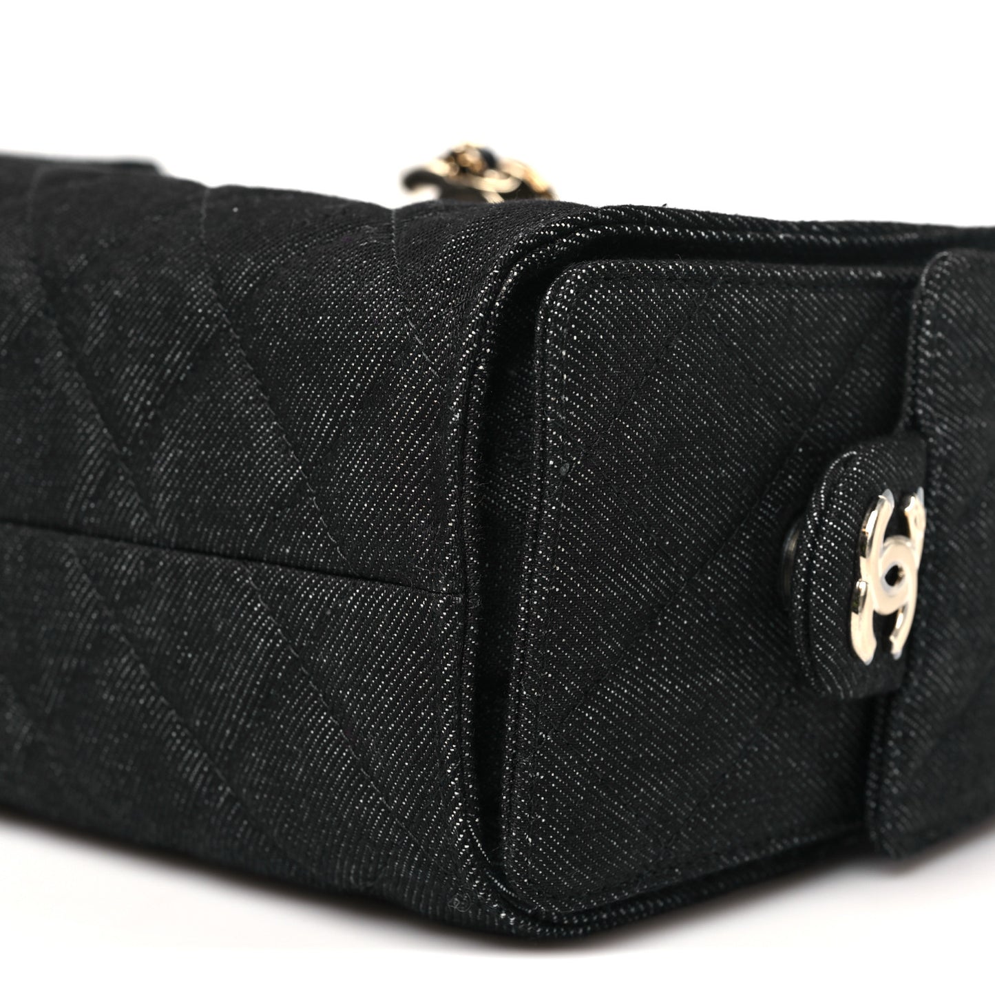 Denim Quilted Mini Chanel 25 Handbag Dark Blue