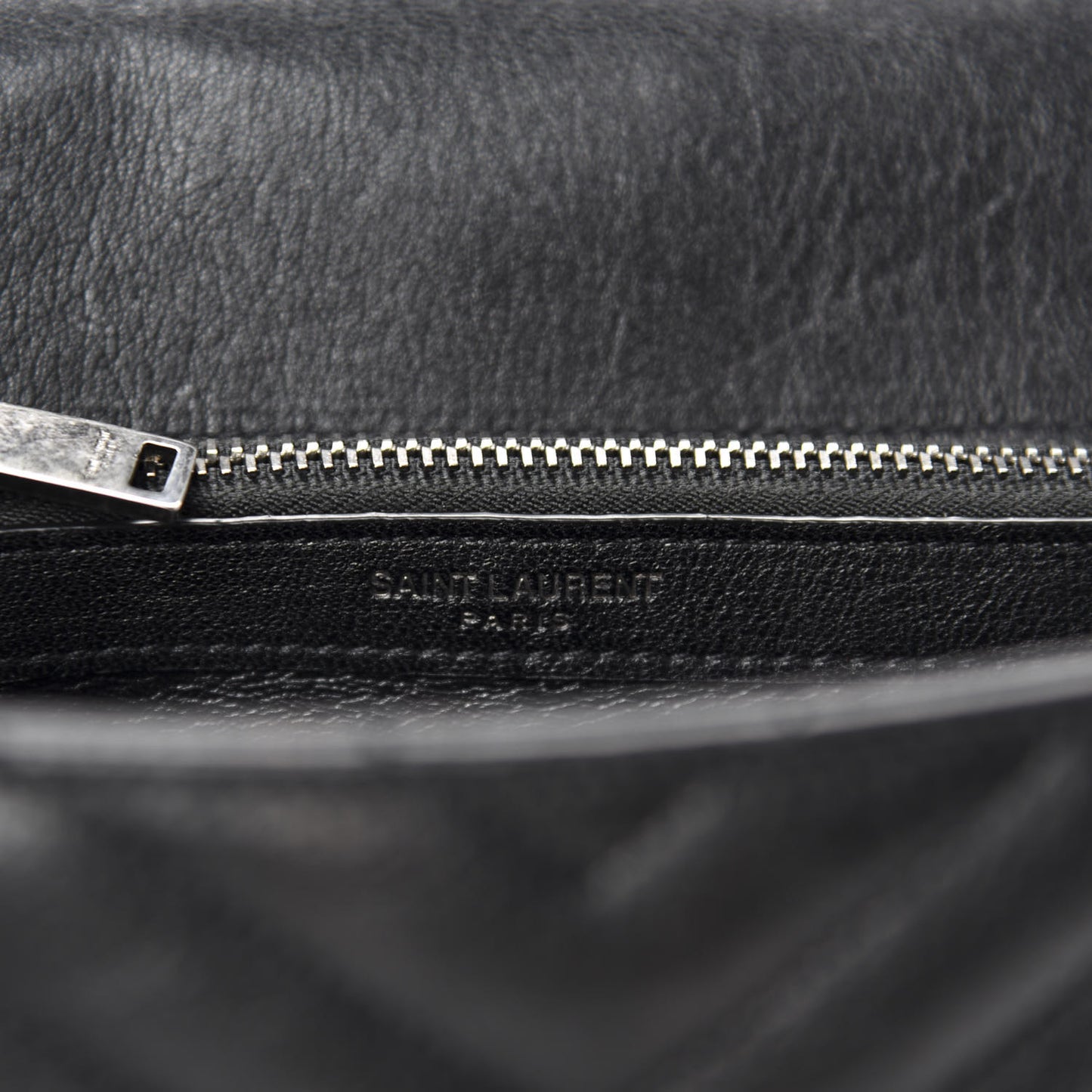 Sheepskin Matelasse Chevron Monogram Medium College Bag Black