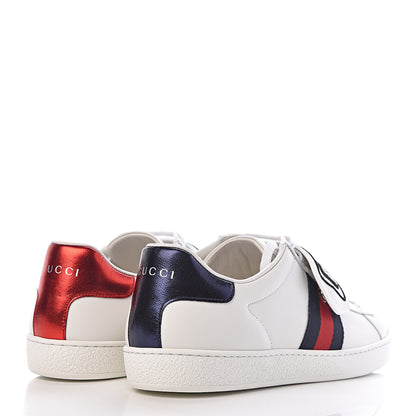 Gucci Calfskin Crystal Web LOVED Embroidered Ace Sneakers 40 White 4 of 10