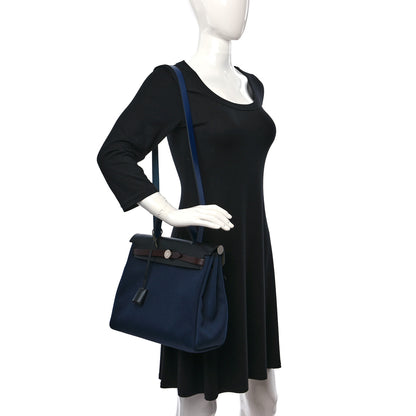 Hermes Military Toile Vache Hunter Herbag Zip 31 PM Bleu Marine Bleu Saphir Black 2 of 9