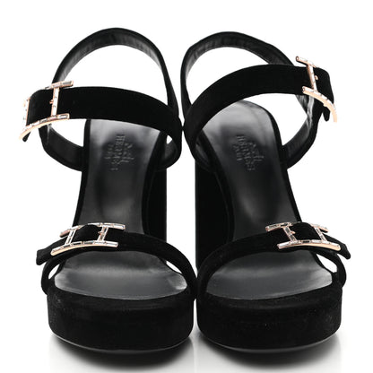 Hermes Velours Bossa Sandals 38 Black 2 of 11