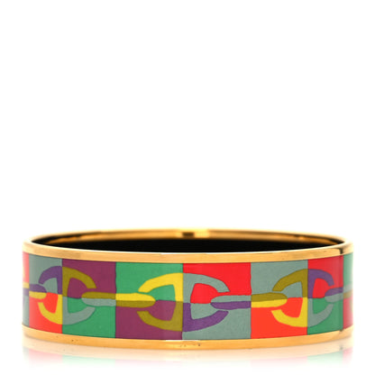 Hermes Enamel Printed Optique Chaine D'Ancre Wide Bracelet 65 1 of 5
