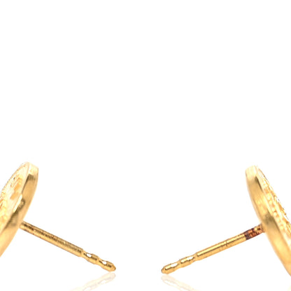 Christian Dior Metal CD Stud Earrings Gold 3 of 4