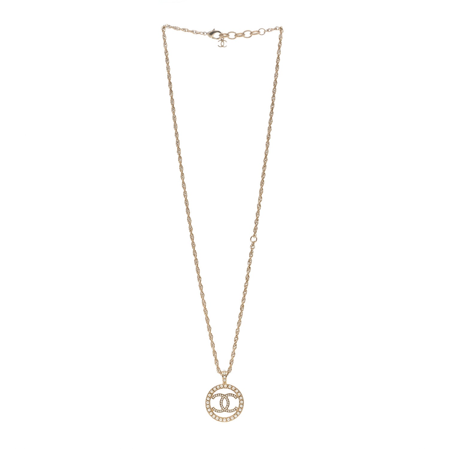 Chanel Pearl CC Round Pendant Necklace Gold 3 of 6