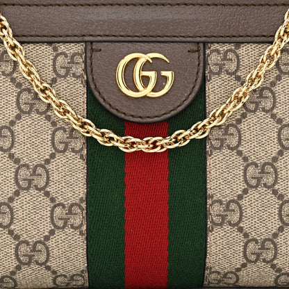 Gucci GG Supreme Monogram Textured Dollar Calfskin Web Mini Ophidia Chain Shoulder Bag Beige Ebony New Acero 8 of 11