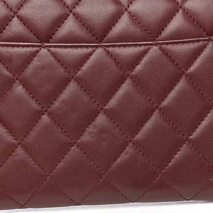 Chanel Lambskin Quilted Two Tone Clutch With Chain Burgundy Black 11 of 14