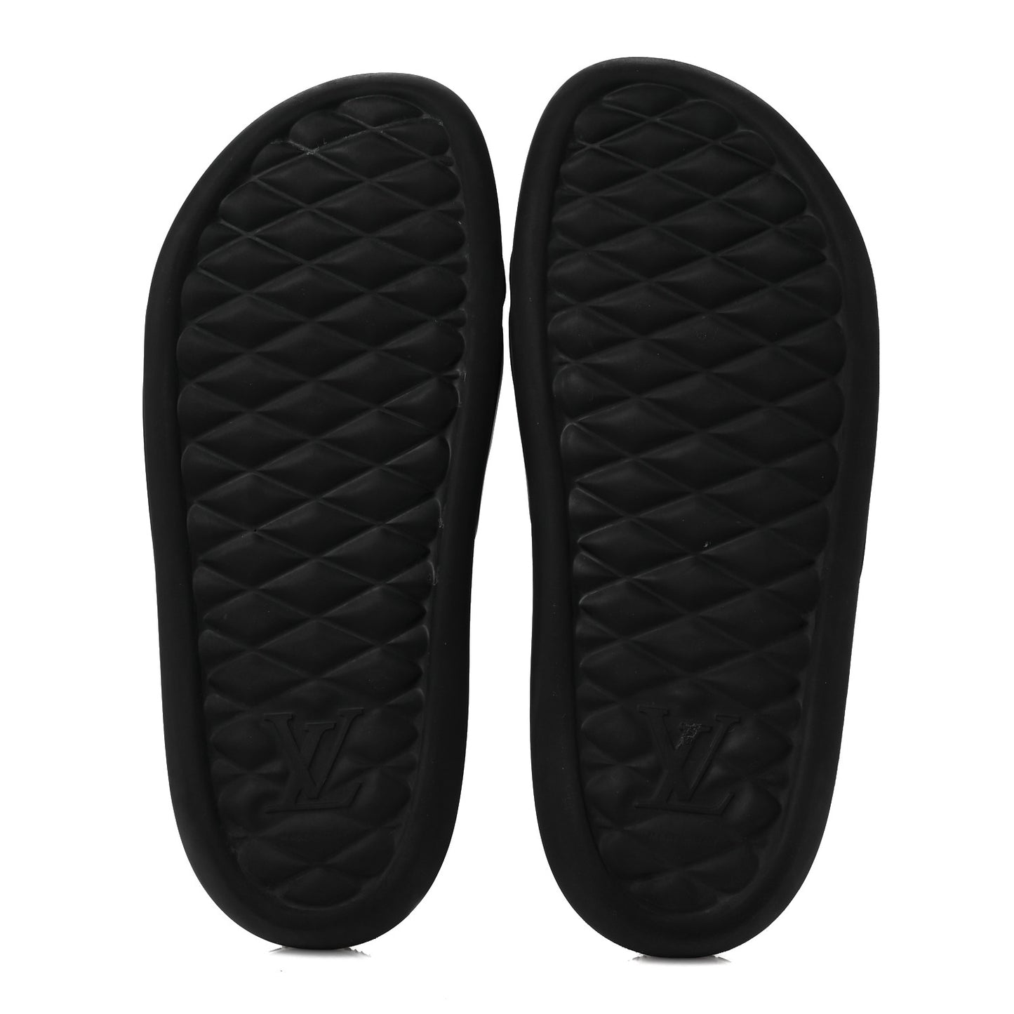 Rubber Embossed Monogram Mens Waterfront Mules 10 Black