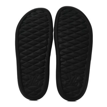 Louis Vuitton Rubber Embossed Monogram Mens Waterfront Mules 10 Black 6 of 10