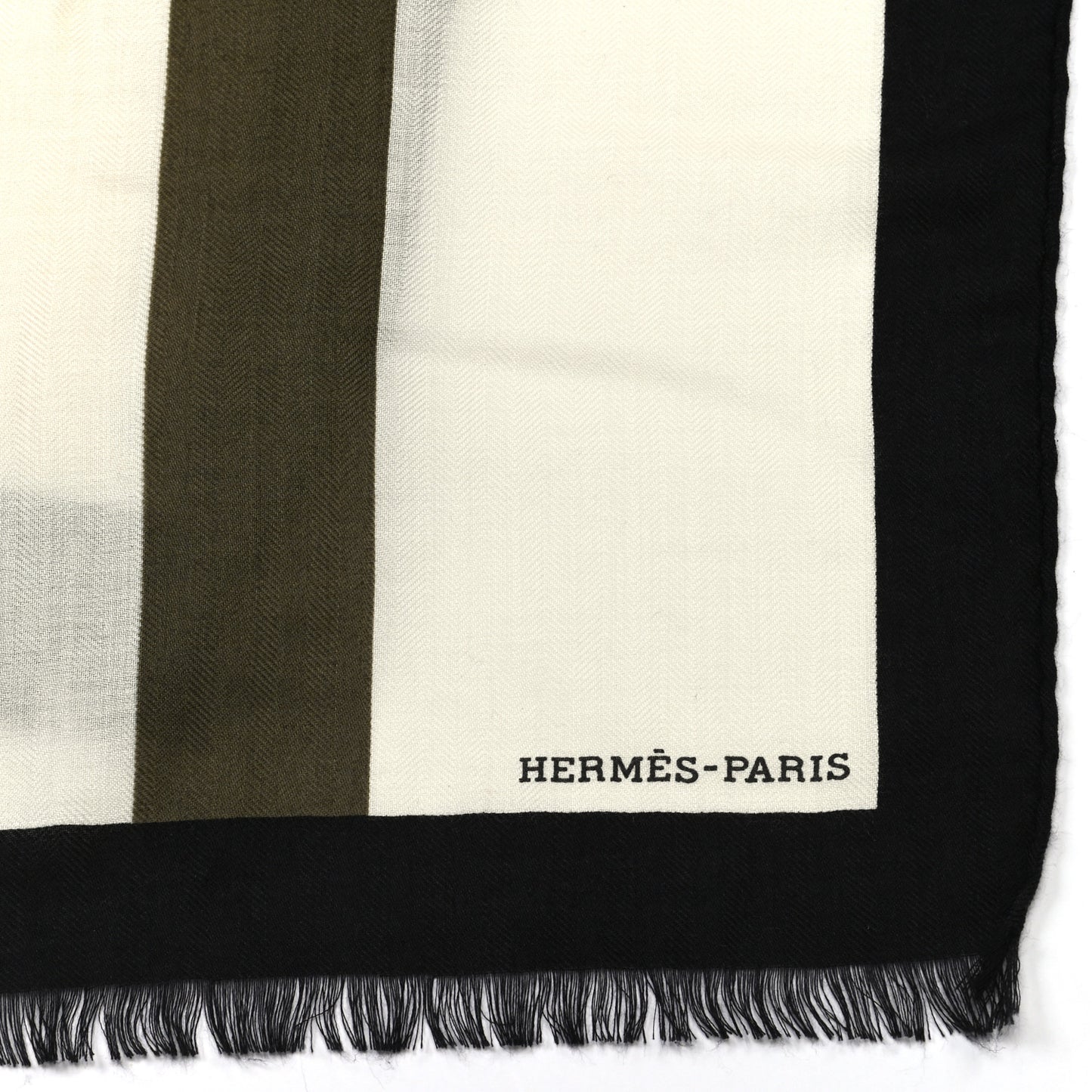 Cashmere Silk H Jumping Stole 140 White Black Kaki