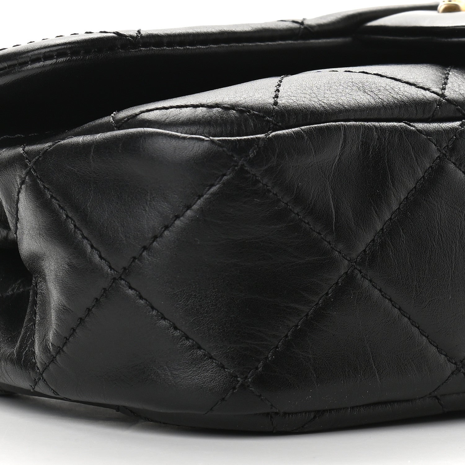 Chanel Calfskin Quilted Small Crystal Pearls Flap Bag Black 8 of 9