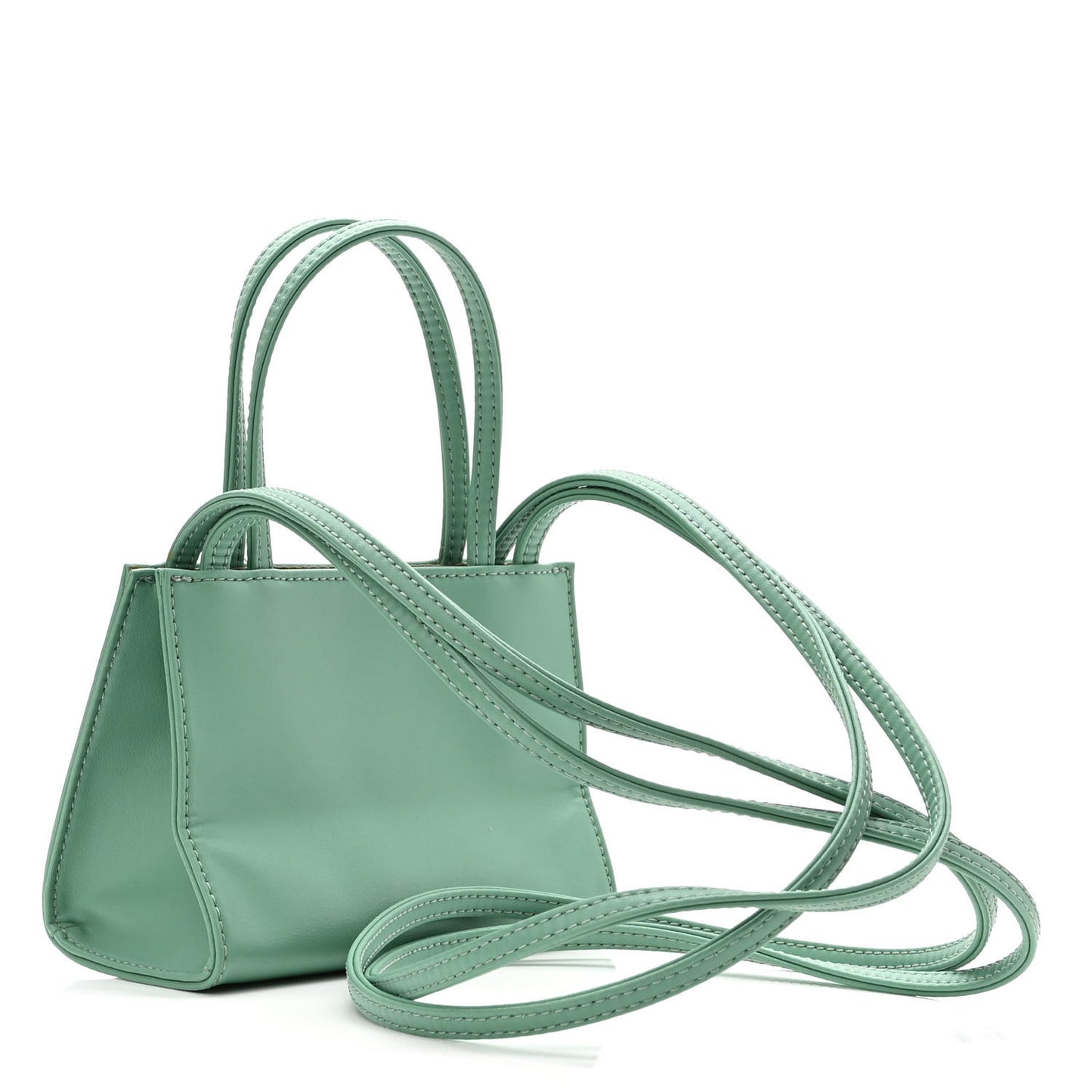 Vegan Leather Small Shopping Bag Sage