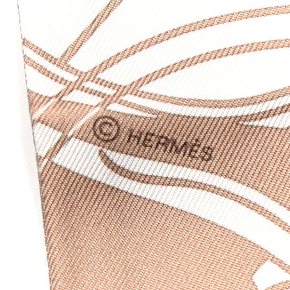 Hermes Silk Ex-Libris Twilly Beige White Caramel 3 of 4