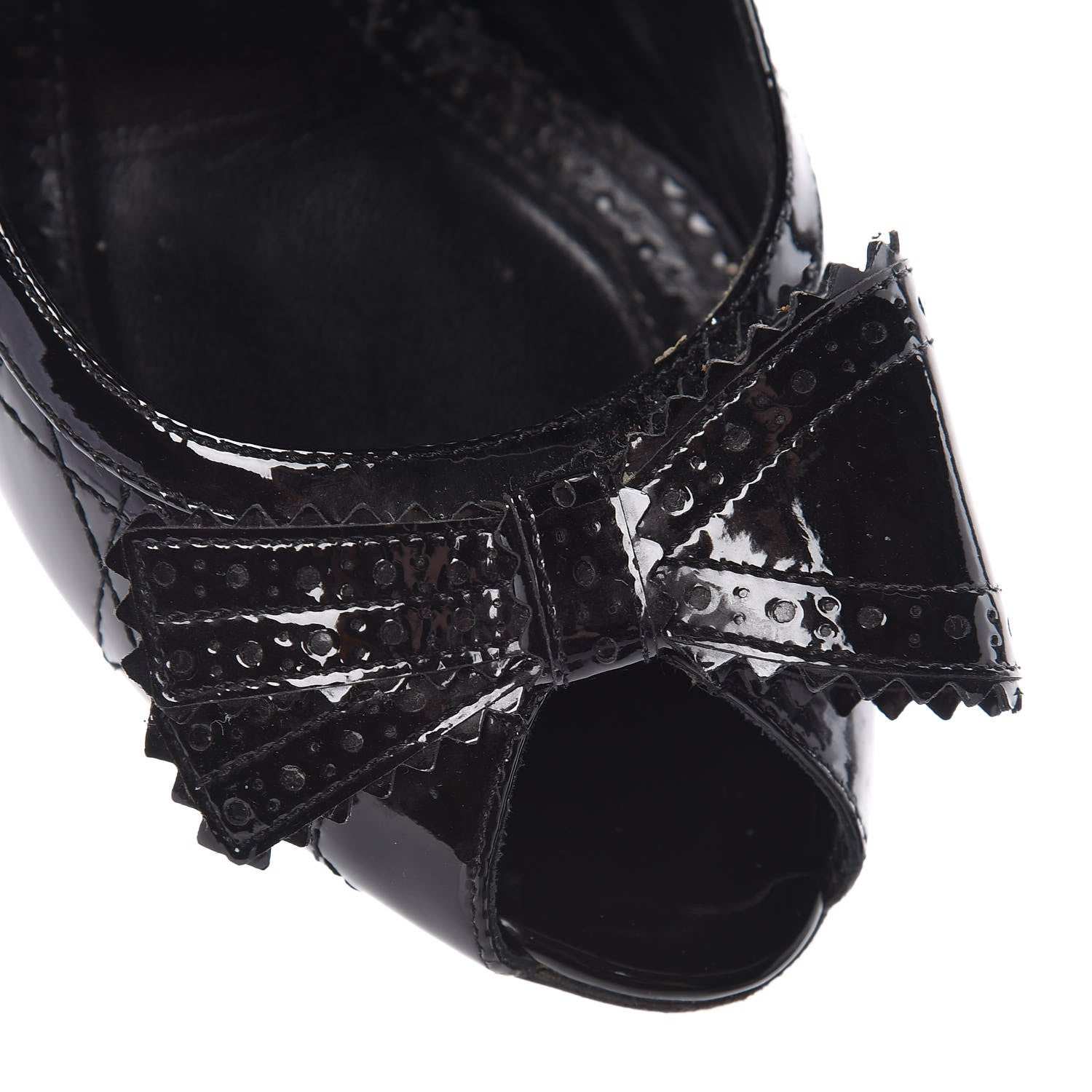 Christian Dior Patent Cannage Bow2 Peep Toe Pumps 39 Black 17 of 18