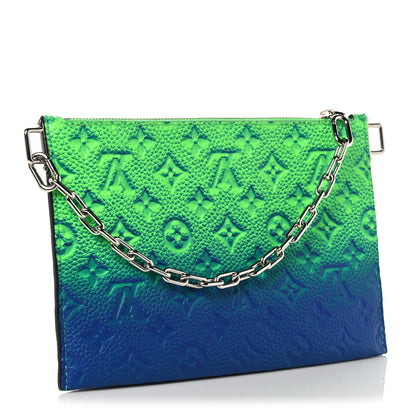 Louis Vuitton Taurillon Illusion Trio Pouch Bleu Vert 3 of 10