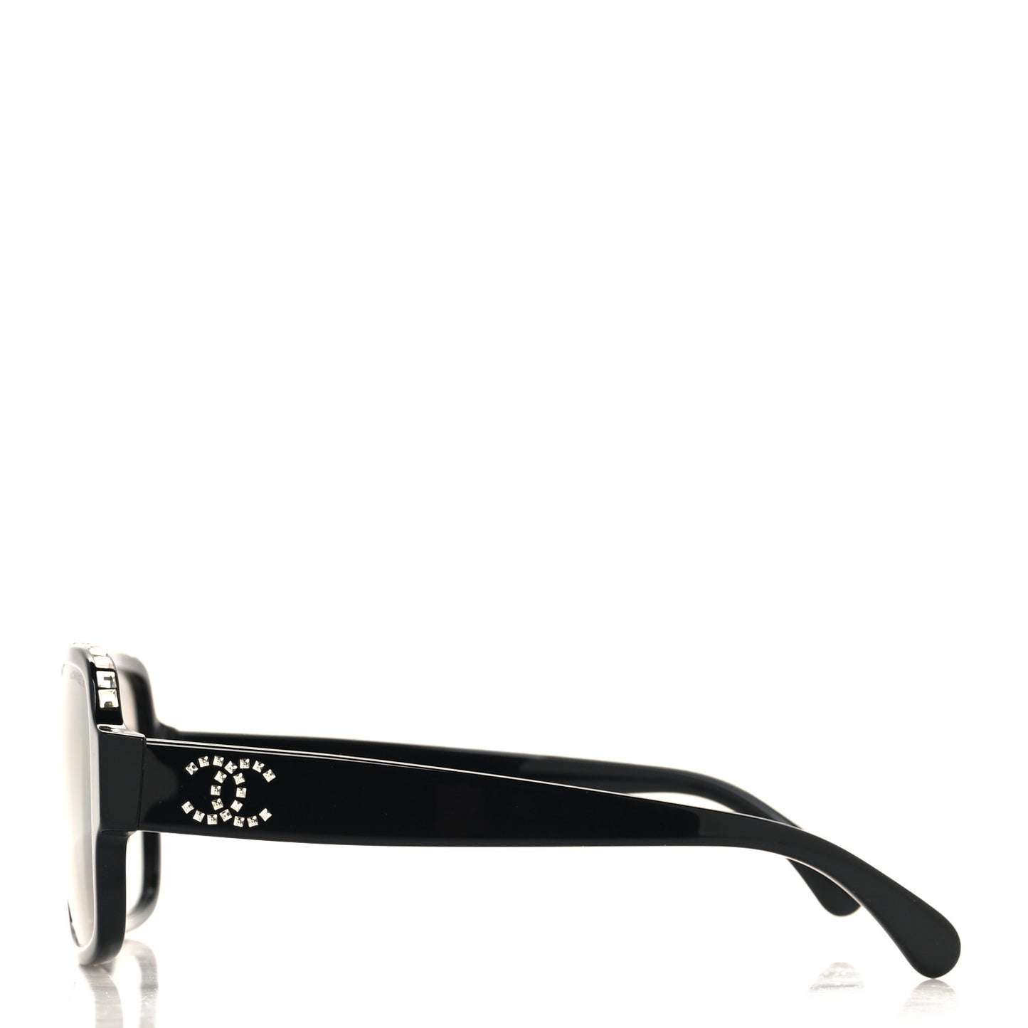 Acetate Crystal CC Shield Sunglasses 71431A Black Grey