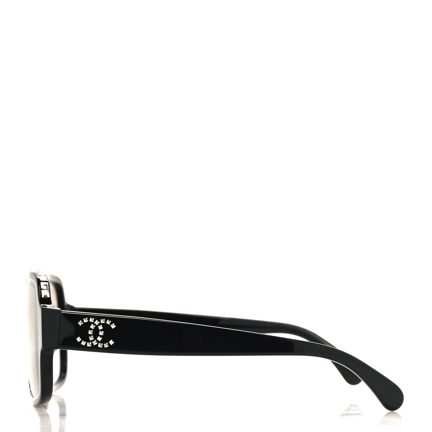 Chanel Acetate Crystal CC Shield Sunglasses 71431A Black Grey 3 of 7