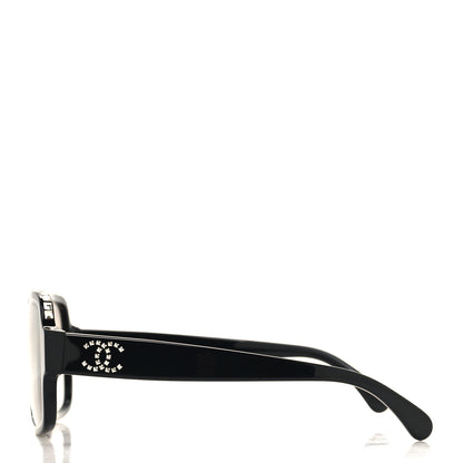 Chanel Acetate Crystal CC Shield Sunglasses 71431A Black Grey 3 of 7