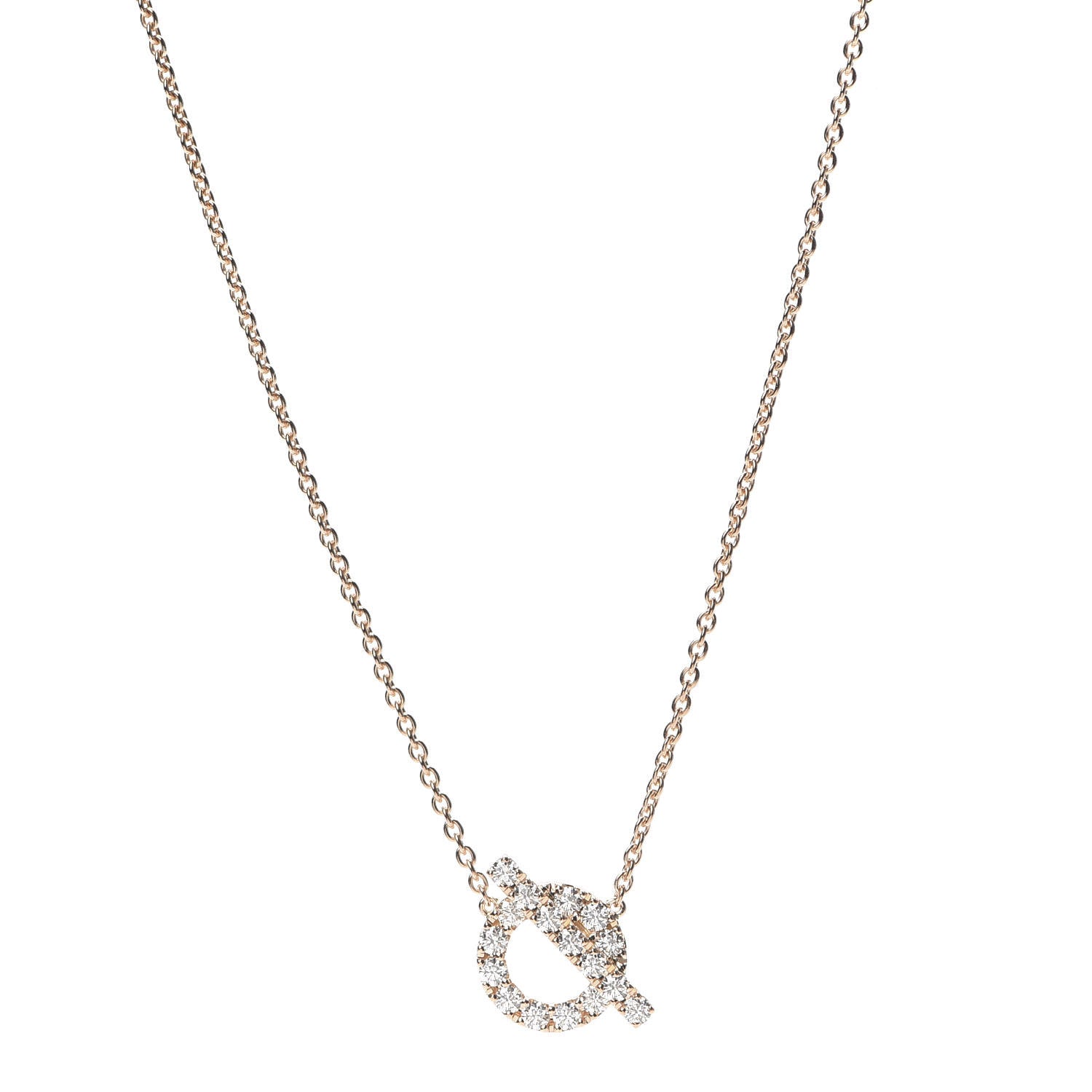 Hermes 18K Rose Gold Diamond Finesse Pendant Necklace 1 of 6