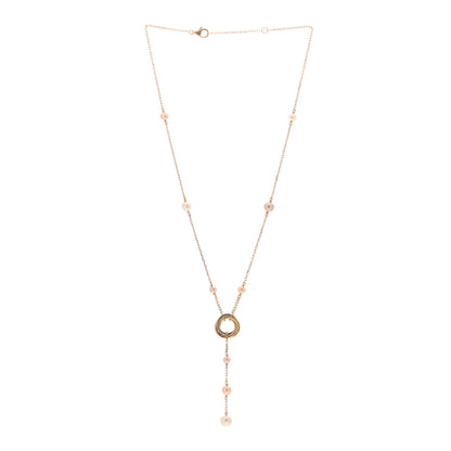 Cartier 18K Pink Yellow White Gold Pearl Trinity Drop Necklace 3 of 4