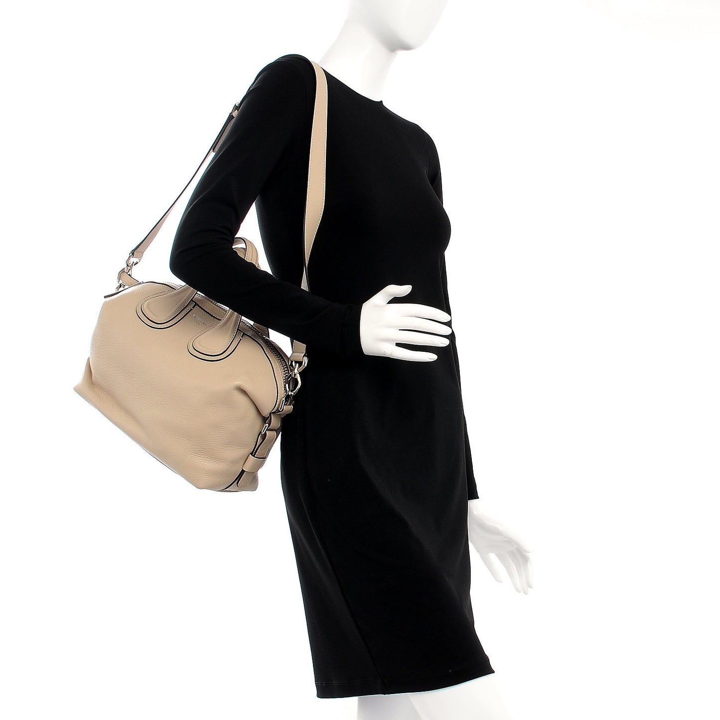 Waxy Grained Calfskin Small Nightingale Beige