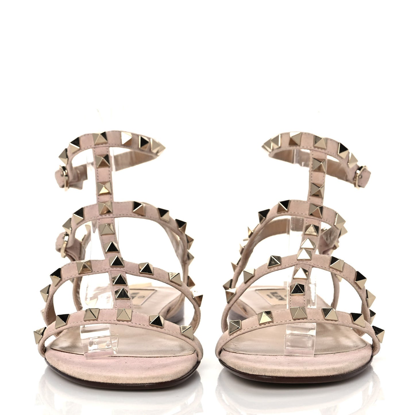 Suede Rockstud Gladiator Flat Sandals 37.5 Poudre