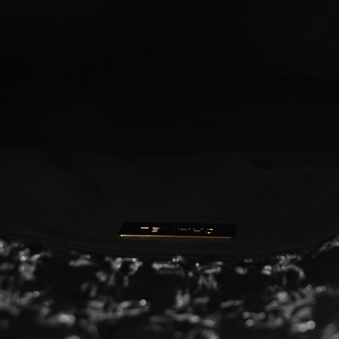 Tweed Quilted Large Chanel 19 Flap Black Silver Ecru