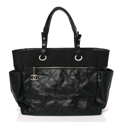 Chanel Coated Canvas Quilted Large Paris Biarritz Tote Black 3 of 10