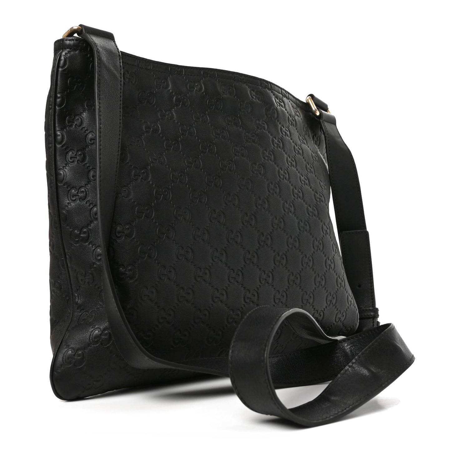 Guccissima Medium Flat Messenger Bag Black