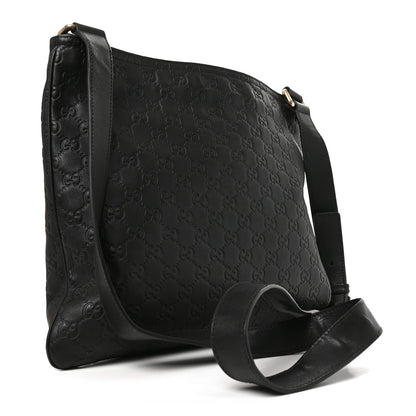 Gucci Guccissima Medium Flat Messenger Bag Black 3 of 10