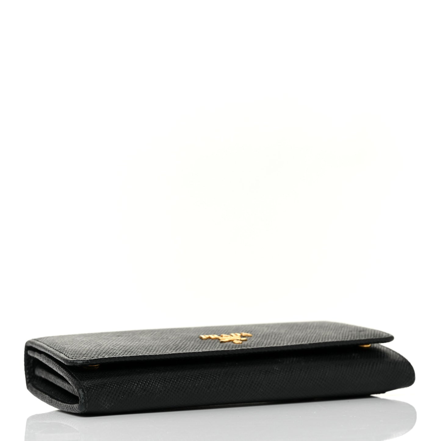 Saffiano Metal Continental Flap Wallet Black