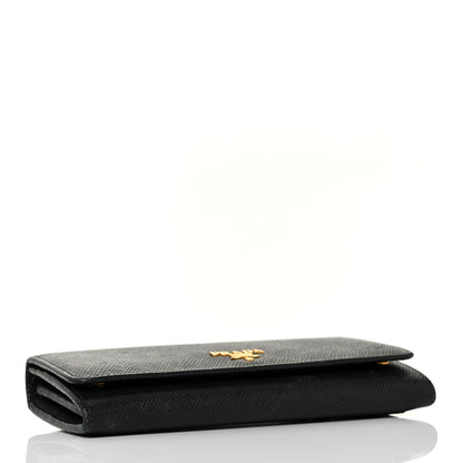 Prada Saffiano Metal Continental Flap Wallet Black 4 of 8
