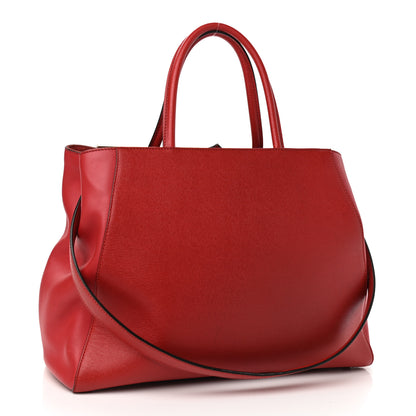 Fendi Vitello Elite Flamingo Regular 2Jours Tote Rosso Fiamma 3 of 14