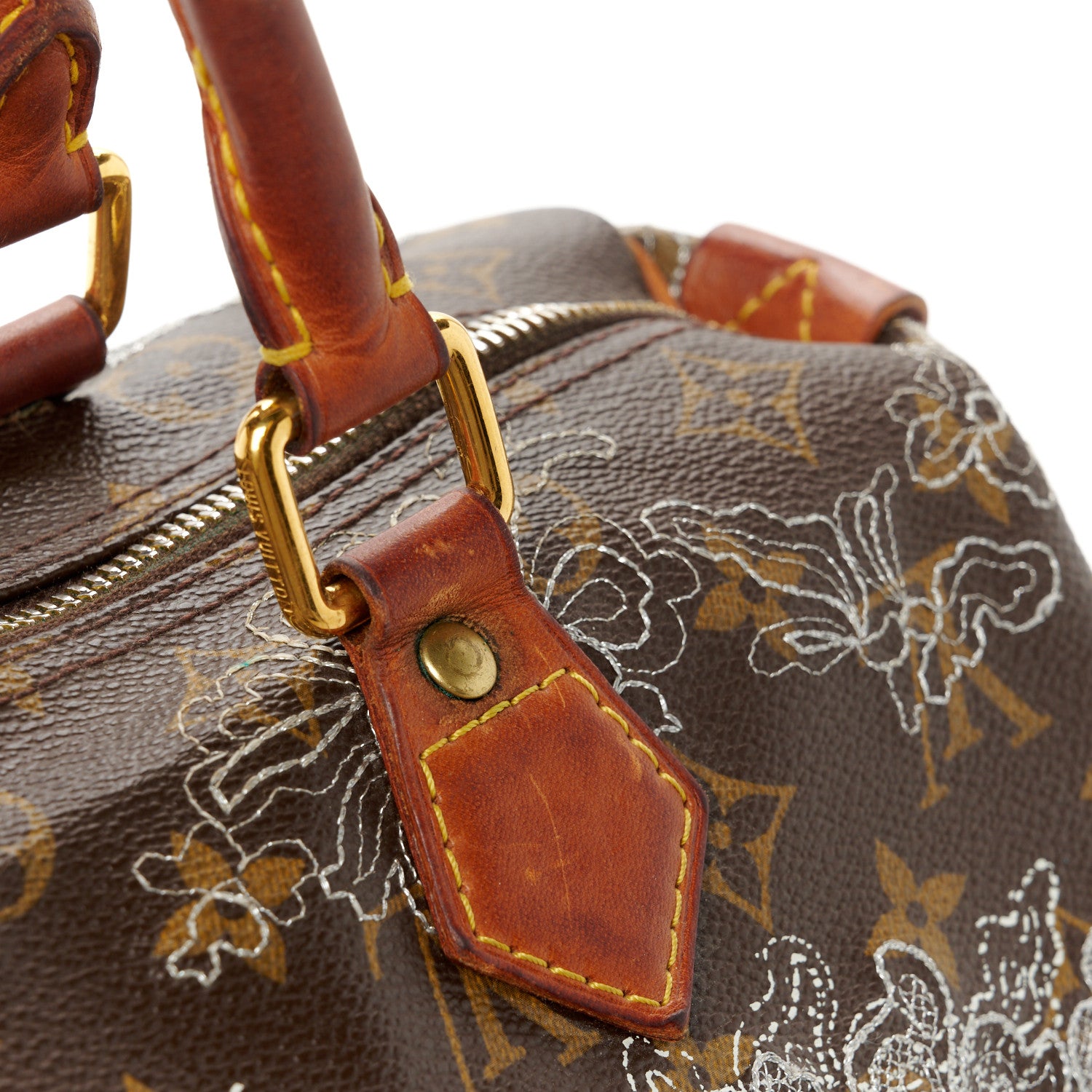 Louis Vuitton Monogram Dentelle Speedy 30 Silver 15 of 16