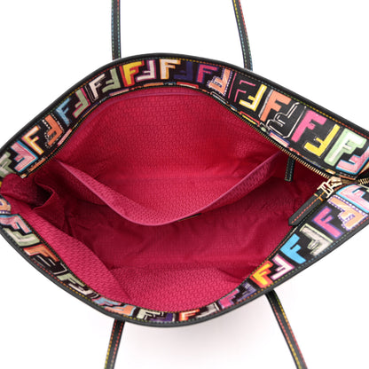 Fendi Zucca Spalmati Patent Zucchino Screen Print Medium Roll Tote Tobacco Multicolor Black 5 of 12