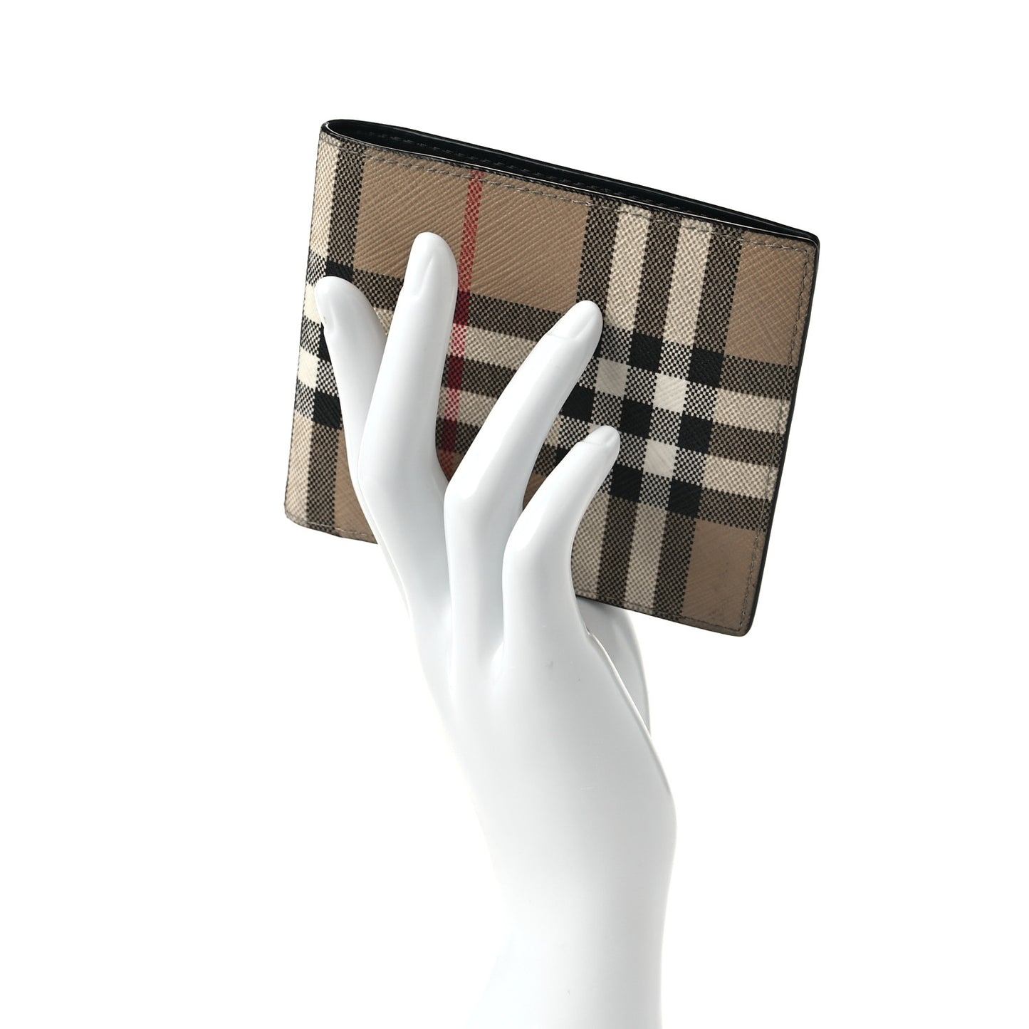 E-Canvas Vintage Check Bi-Fold Wallet Archive Beige