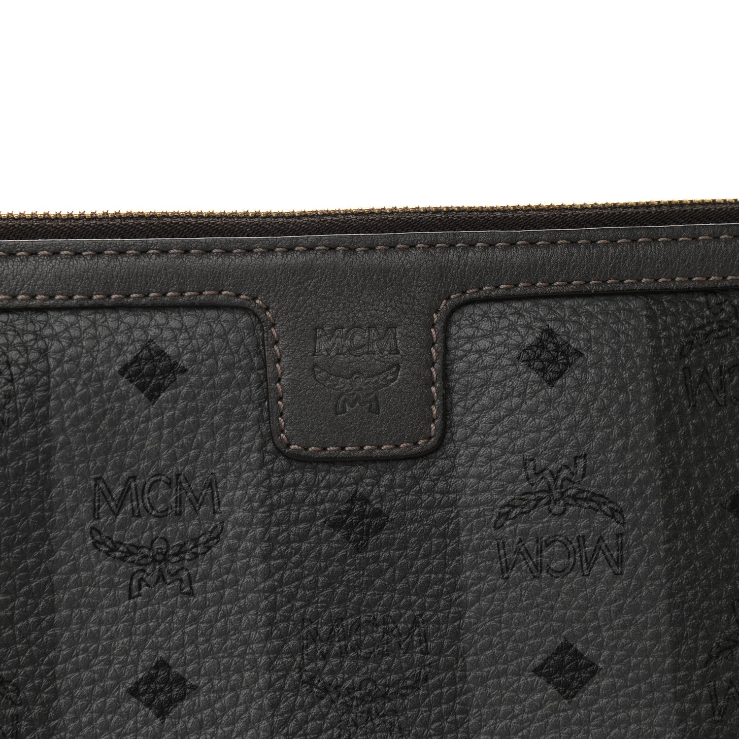 MCM Striped Visetos Liz Shopper Tote Pouch Phantom Grey 6 of 9