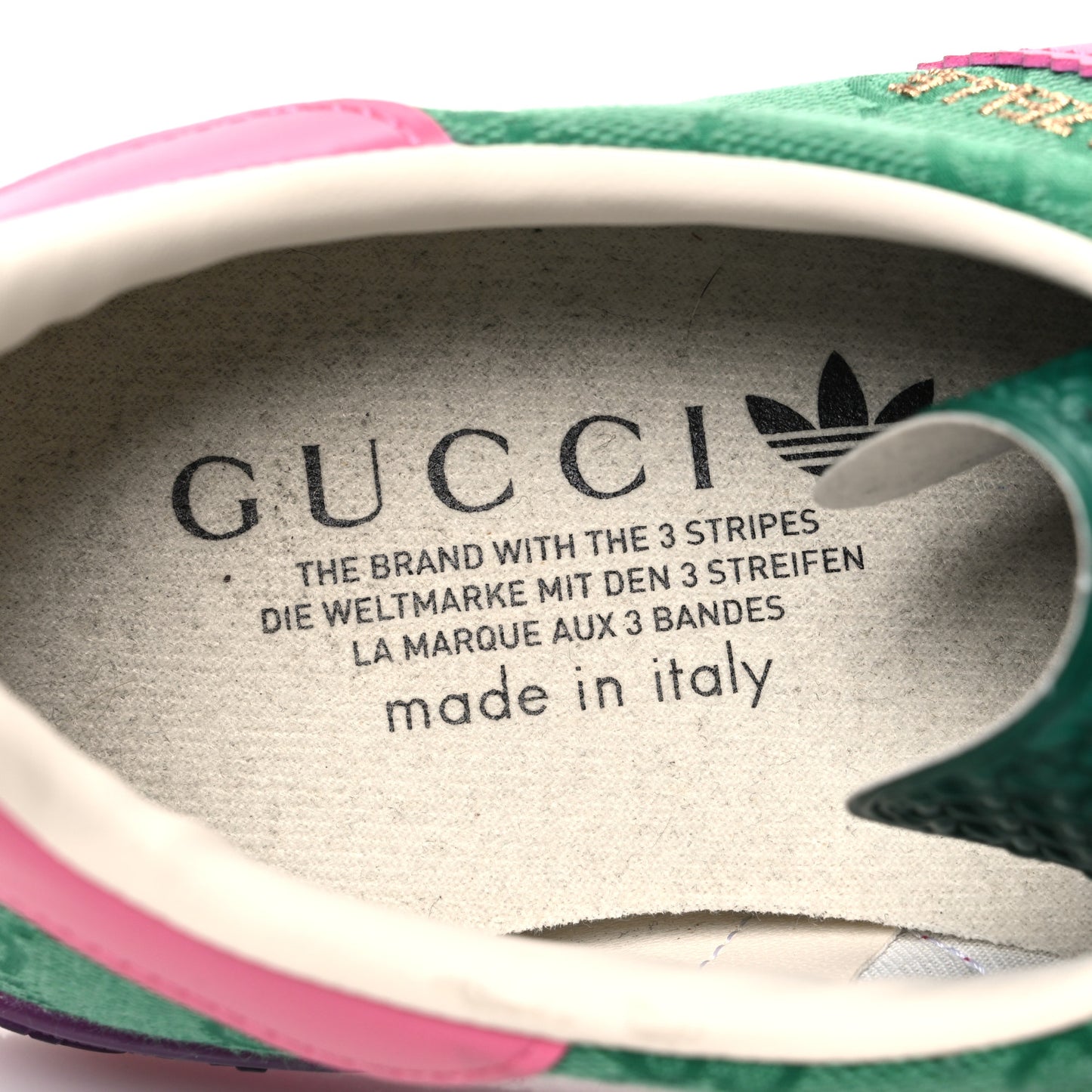 X ADIDAS GG Supreme Monogram Mens Gazelle Sneakers 10 Green Pink Strata